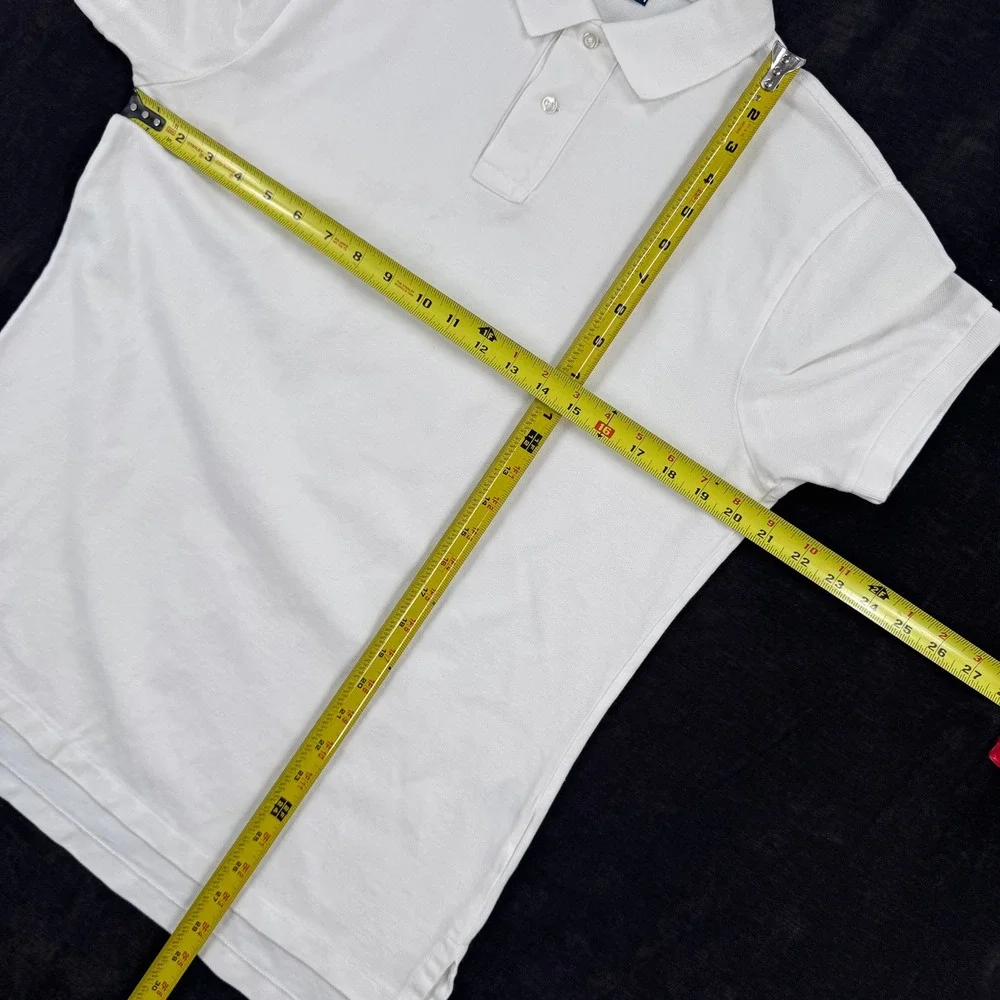 Polo Ralph Lauren Navy Pony Men L Crisp White Custom Fit Cotton Pique Polo Shirt